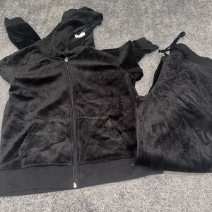 Black Velour Hoodie and Jogger Set